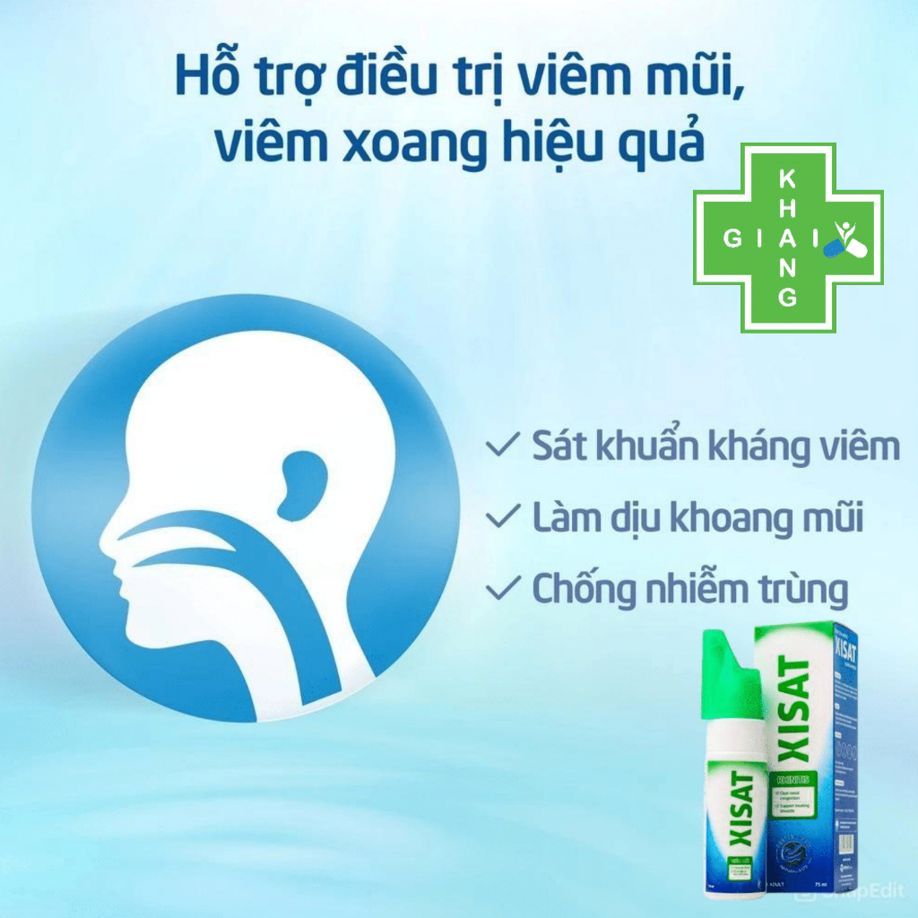 Xịt mũi nước biển sâu XISAT XANH LÁ dành riêng cho người viêm xoang (Chai 75ml)