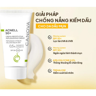 [HÀNG CÔNG TY] Kem chống nắng ngừa mụn phổ rộng Canova Acnell 50+ Replenishing Cream (50ml)