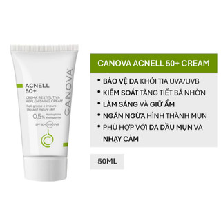 [HÀNG CÔNG TY] Kem chống nắng ngừa mụn phổ rộng Canova Acnell 50+ Replenishing Cream (50ml)