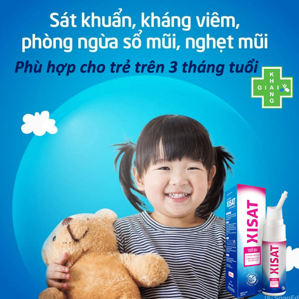 Xịt mũi nước biển sâu XISAT HỒNG dành cho trẻ em. Giúp vệ sinh mũi, ngừa sổ mũi, ngạt mũi và viêm xoang (Chai 75ml)