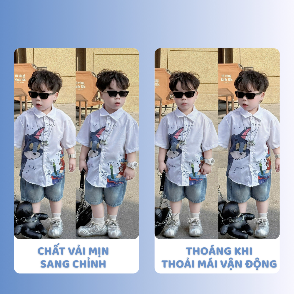 [À ƠI SHOP] A03- bộ sơ mi trắng tom & jery- a108.308