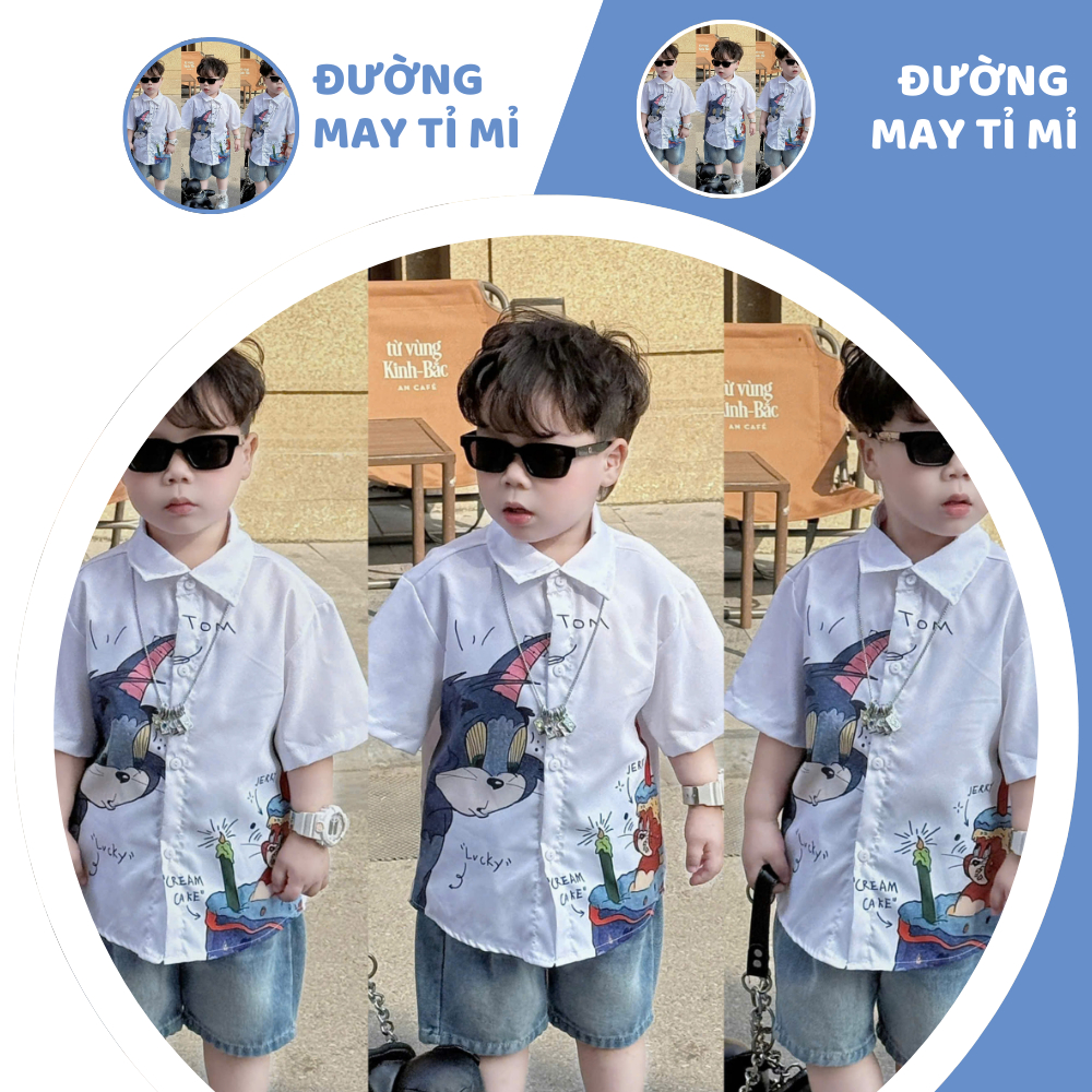 [À ƠI SHOP] A03- bộ sơ mi trắng tom & jery- a108.308
