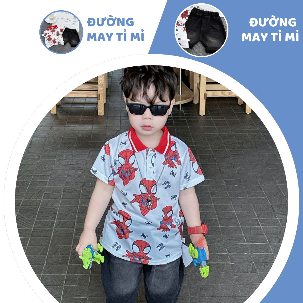 [À ƠI SHOP] H50- bộ cộc quần bò cổ đỏ nhện full- a116.845