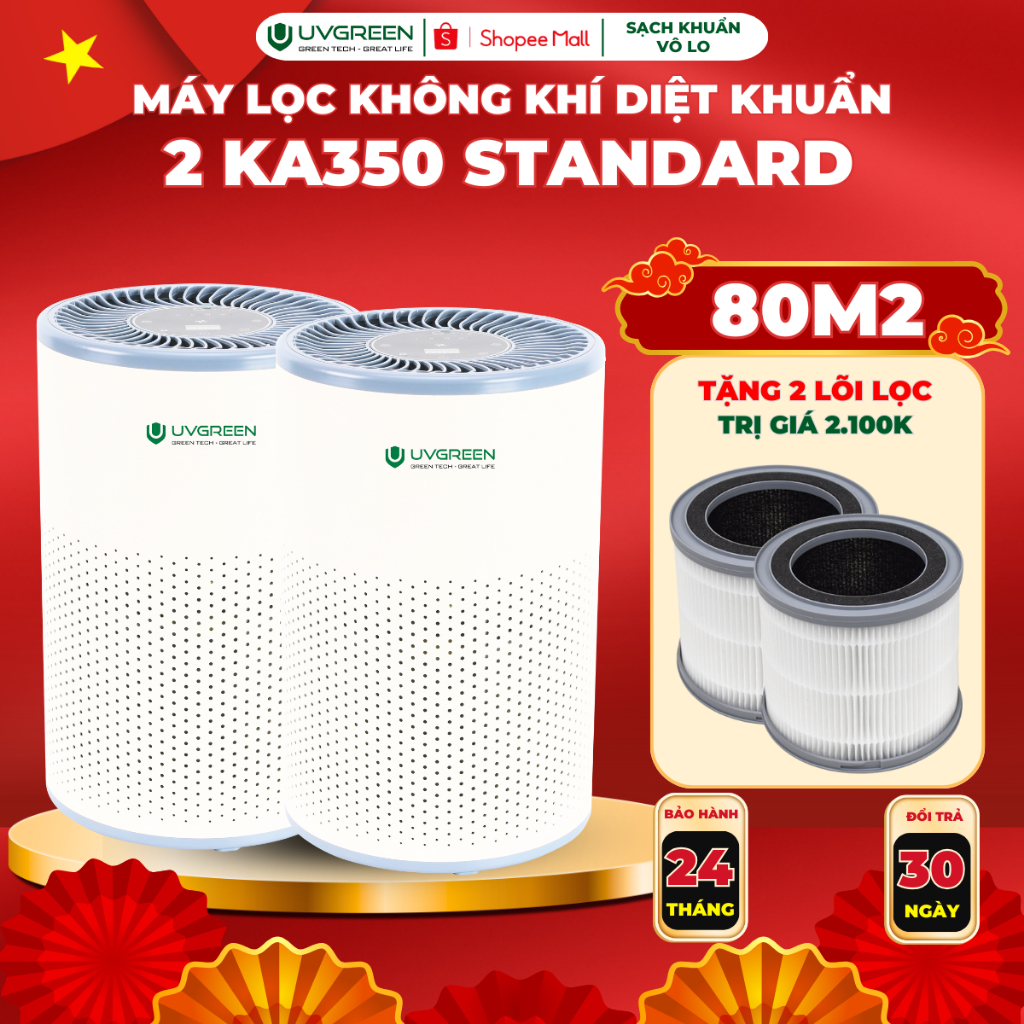[UVG] [TẶNG 2 LỌC] Combo 2 Máy Lọc Không Khí Diệt Khuẩn KA350 UVGREEN ...