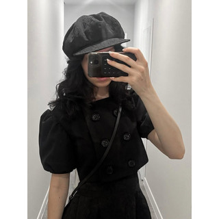 Le rouge | Sophia buttoned short coat Áo khoác dạ ngắn tay bồng hai hàng cúc retro
