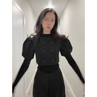 Le rouge | Sophia buttoned short coat Áo khoác dạ ngắn tay bồng hai hàng cúc retro