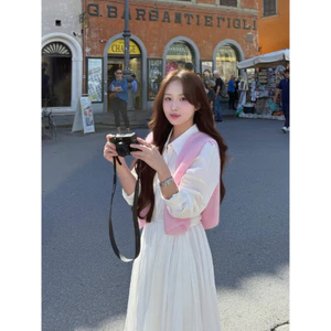 SEO STUDIO - Váy sơ mi tơ trắng dáng dài kèm đai - Sosie Dress