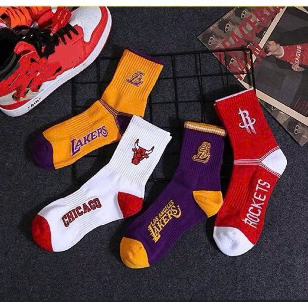 Vớ Tất LAKERS cao cổ phong cách bóng rổ Nam Nữ thể thao, năng động.