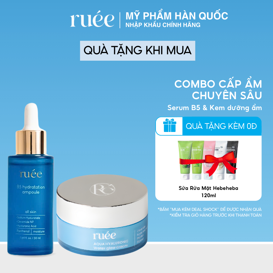Bộ Đôi Cấp Ẩm Chuyên Sâu RUÉE Gồm Serum B5 50ml, Kem Dưỡng B5 100ml ...