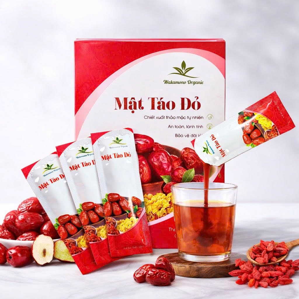 Mật táo đỏ kỷ tử hoa cúc Wakamono Organic Hảo hạng, cải thiện tuần hoàn, phục hồi sức khỏe, bổ khí