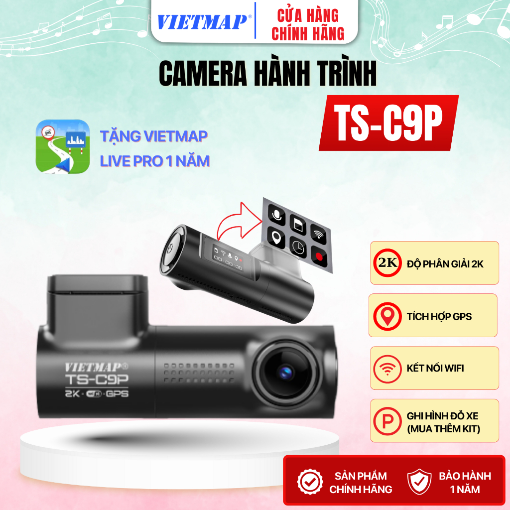 Camera hành trình 2K, GPS VIETMAP TS-C9P ghi hình 1 kênh trước | Shopee ...