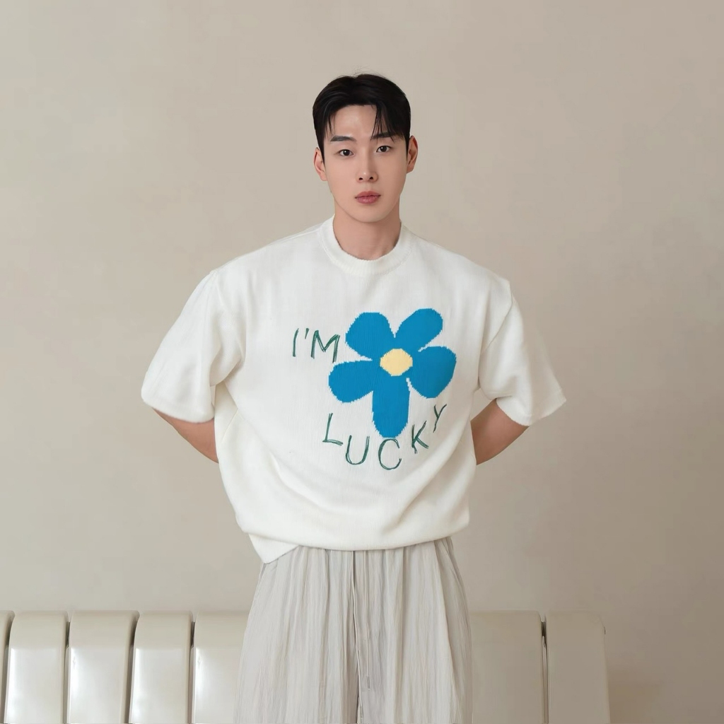 Áo thn Stee Cổ tròn I'M LUCKY FLOWER Localbrand ICVCVNI Unisex
