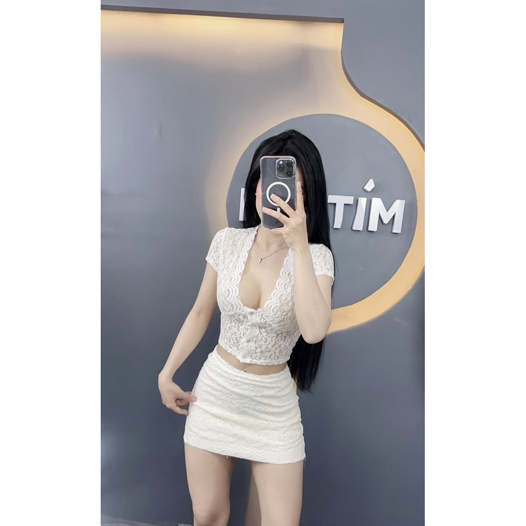 S2 • Set Ren Body Cổ Tim Mix Chân Váy ( Kèm Lót + Quần ) • NA TÍM Clothing