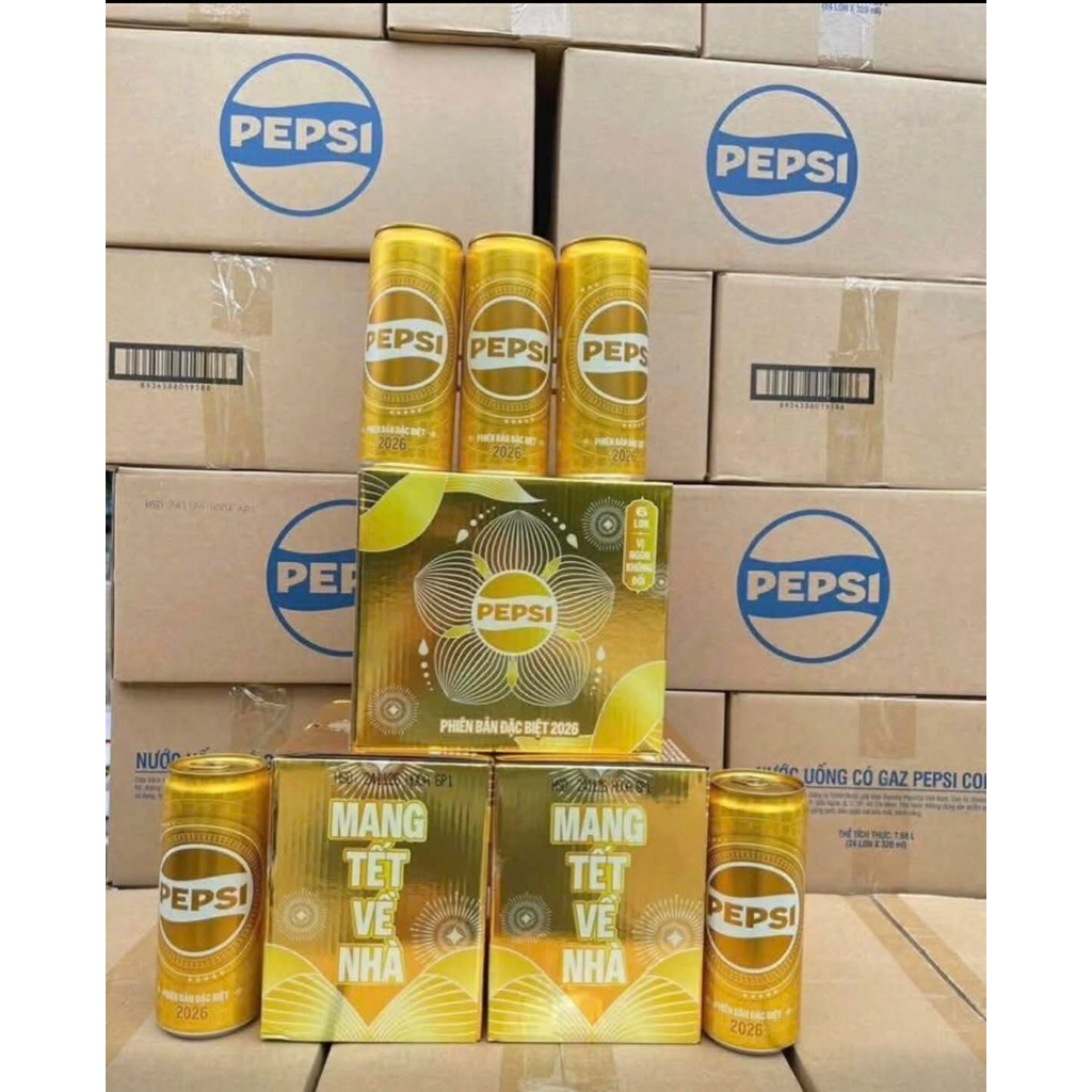 THÙNG 24 LON PEPSI VÀNG PHIÊN BẢN TẾT 2026 LON 320ML | Shopee Việt Nam