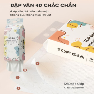 Khăn Giấy Treo Tường TopGia Cao Cấp 5 Bịch 4 Lớp 1280 Tờ Bột Giấy Thiên Nhiên Mềm Mịn Siêu Dai