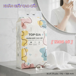 Khăn Giấy Treo Tường TopGia Cao Cấp 5 Bịch 4 Lớp 1280 Tờ Bột Giấy Thiên Nhiên Mềm Mịn Siêu Dai