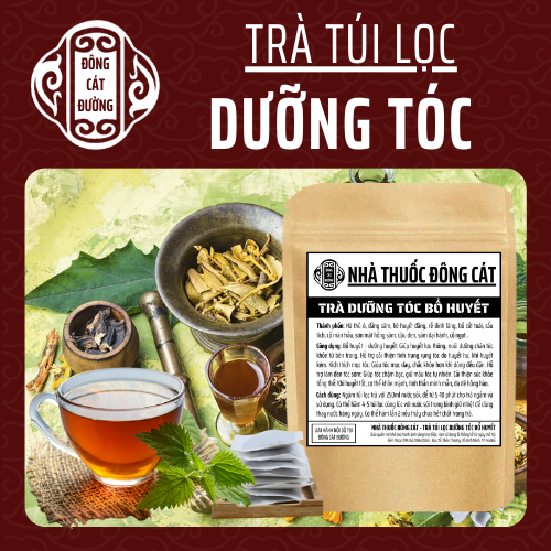 Trà túi lọc Dưỡng Tóc (Rụng tóc, bạc sớm) - Đông Cát Đường - TP hà thủ ô - bổ huyết, mọc tóc, chắc chân tóc - Túi 50 lọc