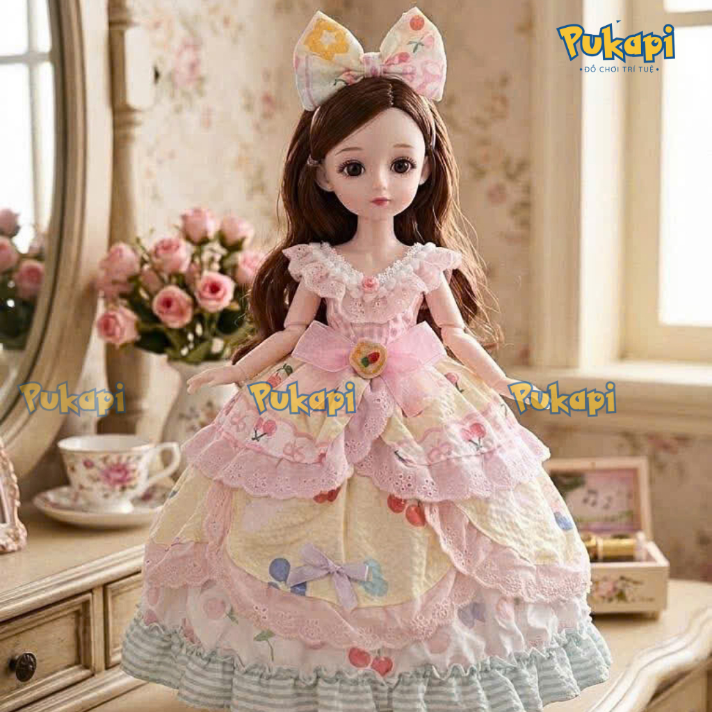 Bộ Đồ Chơi Hộp Búp Bê Công Chúa Đầm Công Chúa Khớp Linh Hoạt Công Chúa Tóc Mây - Đồ Chơi Cho Bé PUKAPI