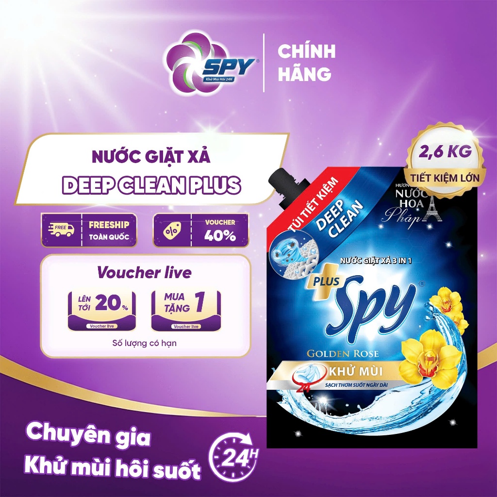 Túi Nước Giặt Xả SPY Deep Clean Plus 2.6kg – Khử Mùi, Sạch Sâu, Thơm ...