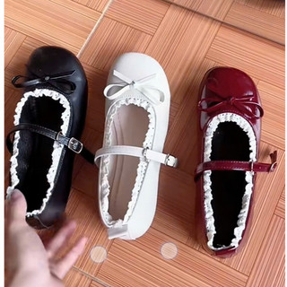 [Chân thon lùi 1S ] Giày Búp Bê Nữ Đế Bệt Đính Nơ Viền Ren mẫu mới Tiểu Thư Hàn Quốc MS420