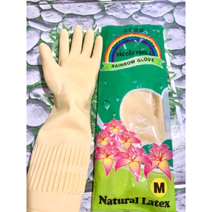 Găng tay cao su Sắc Cầu Vồng dài 37cm size M, găng tay rửa chén, rửa bát