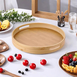 Khay tròn bằng gỗ Nhà bếp đĩa trái cây đơn giản