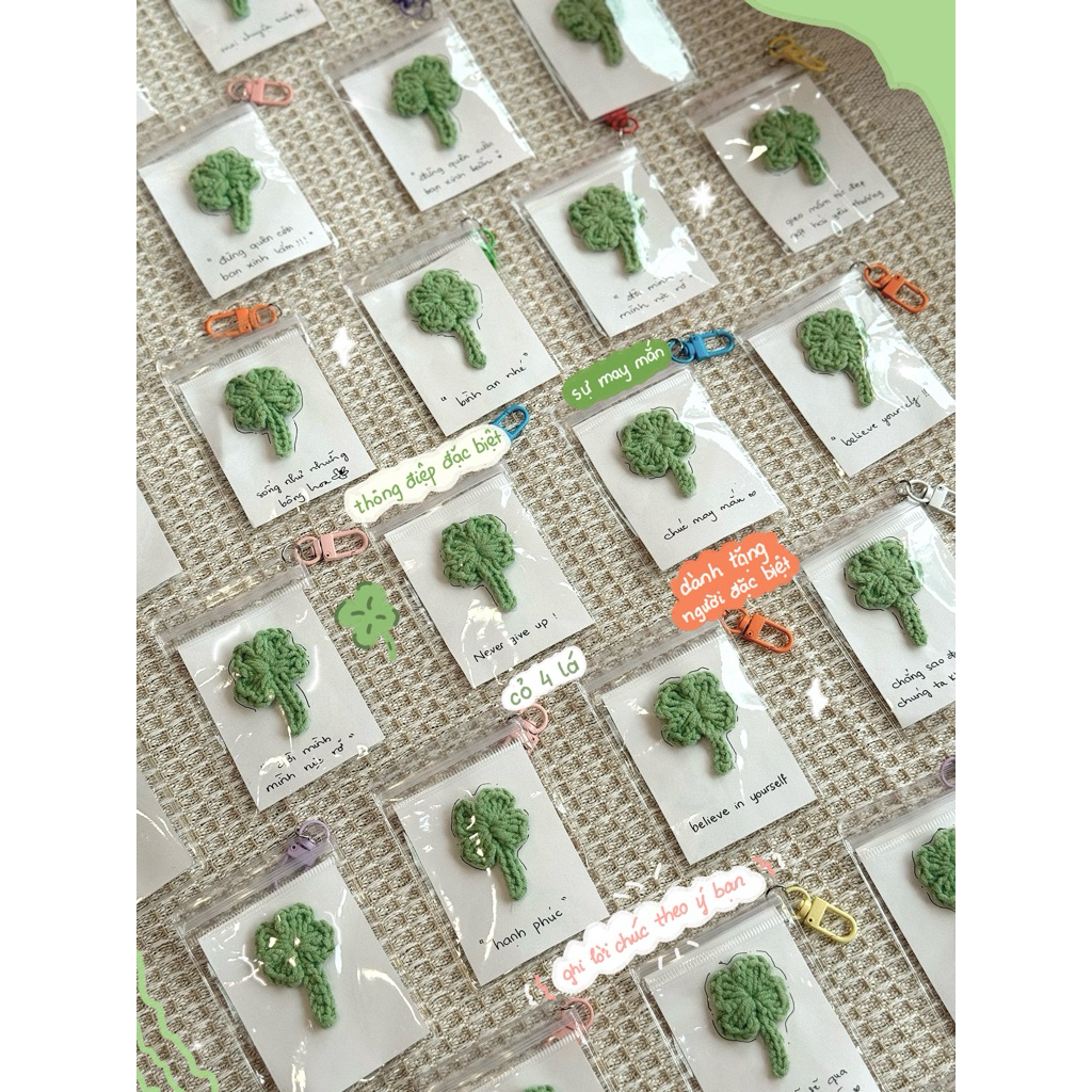 Móc Khoá Thiệp Tết Cỏ May Mắn Lời Chúc Dễ Thương handmde Tặng Bạn Bè Người Thân Yêu Dễ Thương Quà Tặng Noel Giáng Sinha