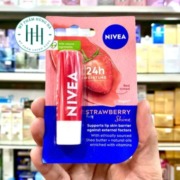 Son Dưỡng Nivea Strawberry Shine Lip Balm Màu Đỏ Dâu Tây 4,8G, Dưỡng Mềm Môi