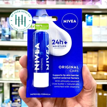 Son Dưỡng Môi Nivea Original Care 24H+ Moisture 4.8G, Dưỡng Ẩm Môi, Mềm Môi, Giảm Nứt Nẻ Môi