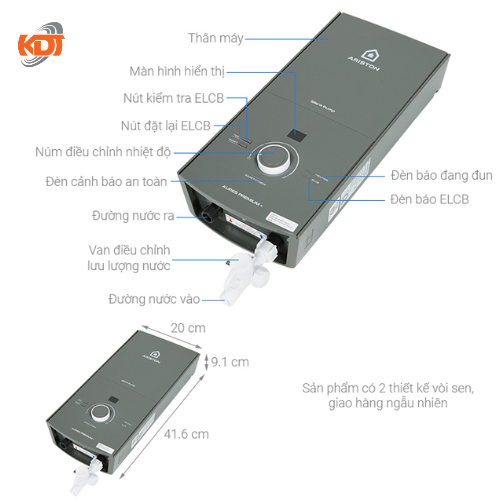 [Hỏa Tốc] [Có dịch vụ lắp đặt] Máy nước nóng Trực tiếp (có bơm) Ariston 4500W AURES PREMIUM+ 4.5P