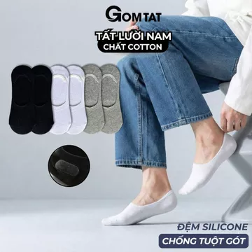 Tất vớ lười nam GOMTAT chất liệu cotton mềm mại, thoáng mát, đệm ngăn tuột gót - TAT-LUOI-02