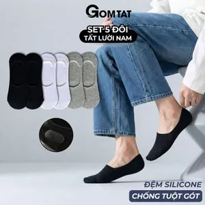 Set 5 đôi tất lười nam mang mùa hè GOMTAT, vớ lười nam có đệm cao su chống tuột gót - KOL-LUOI-02
