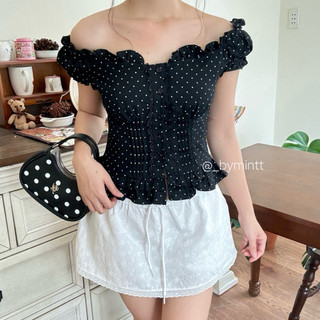 JANJI SKIRT | Chân váy ngắn chất boi thêu viền ren phong cách nhẹ nhàng | Bymintt