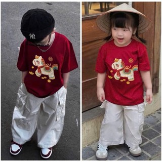 [10kg-90kg] Áo Thun Tết Bính Ngọ 2026 Mẫu Mới Chất Thun Cotton Mềm Mịn Thoáng Mát Co Dãn Tốt