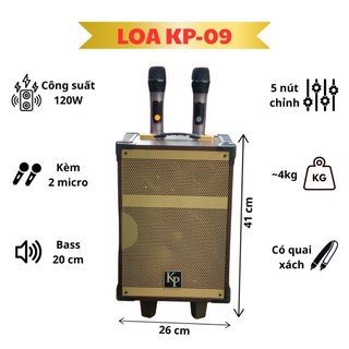 Loa Kéo Karaoke KP P09, Bass 20cm - Hát Karaoke Đa Năng Giải Trí Di Động Nghe Nhạc, Chất Âm Chân Thực Và Sống Động