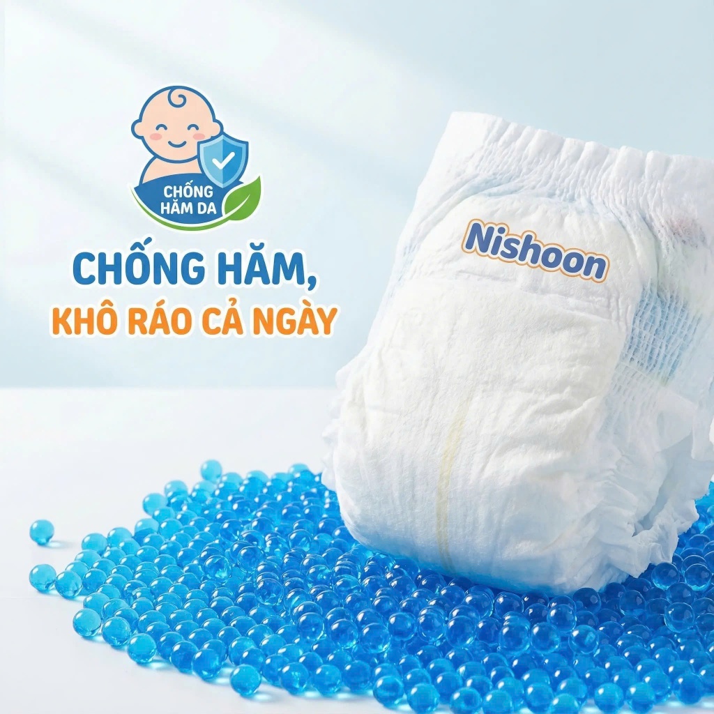 [100 miếng] NISHOON Tã bỉm quần trẻ em Size M/L/XL/2XL/3XL/4XL – Co giãn tốt, siêu mềm, thấm hút