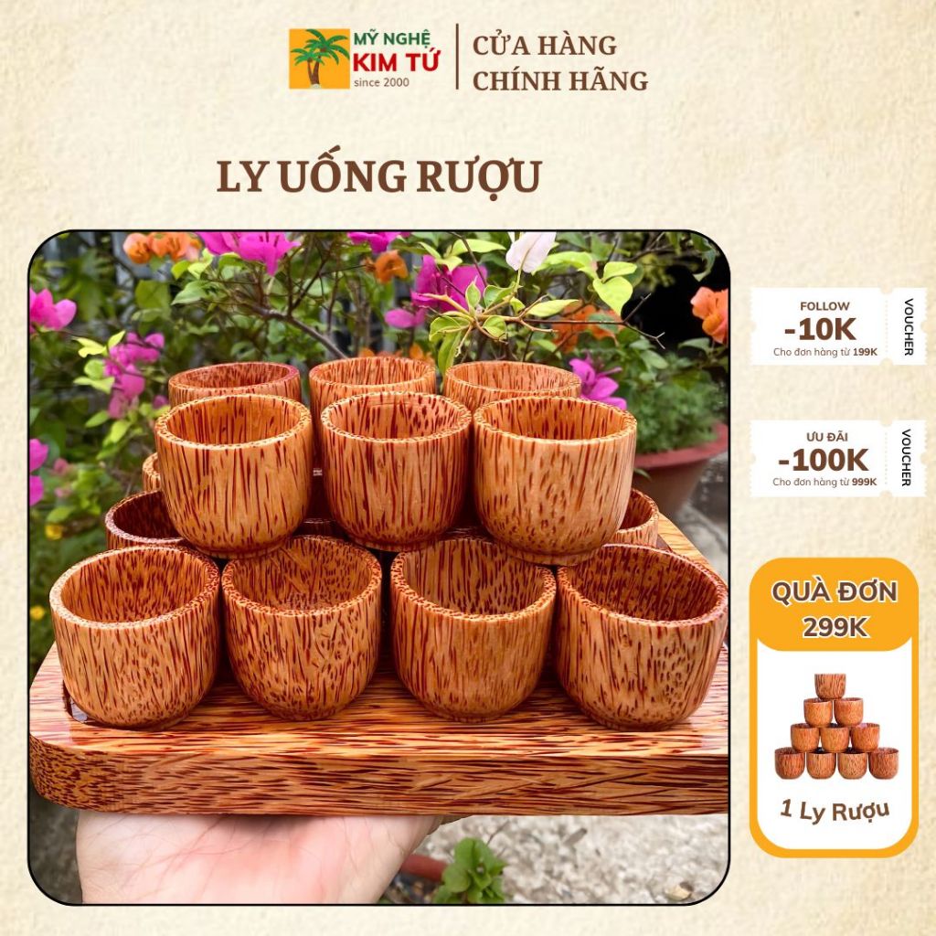 [ HÀNG LOẠI 1 ] Ly Uống Rượu Gỗ Dừa Quà Tặng Độc Đáo, Trang Trí Bàn Tiệc, Sưu Tầm Đồ Gỗ Thủ Công - KIM TỨ