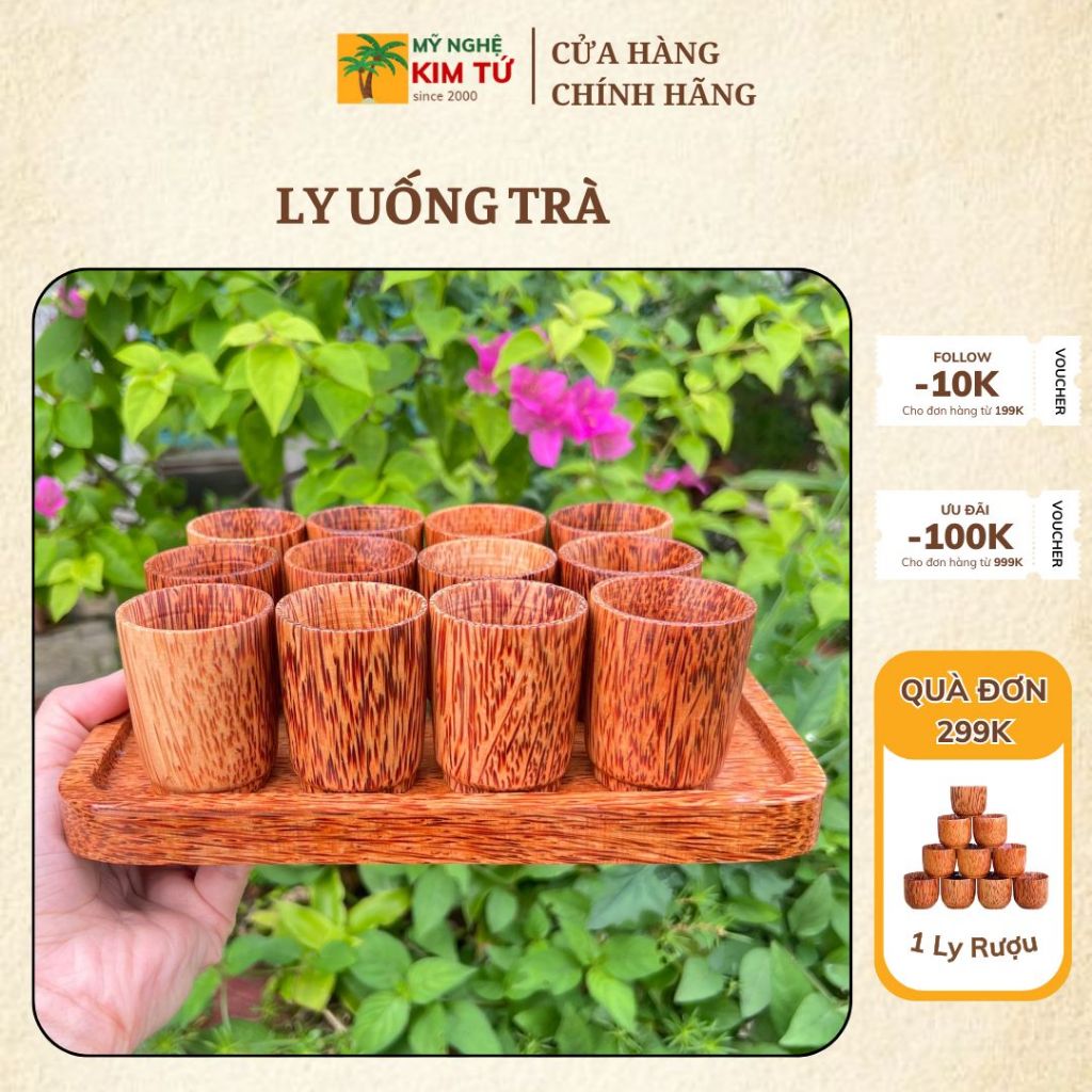 [ HÀNG LOẠI 1 ] Ly Uống Trà Gỗ Dừa Quà Tặng Độc Đáo, Trang Trí Bàn Tiệc, Sưu Tầm Đồ Gỗ Thủ Công - KIM TỨ