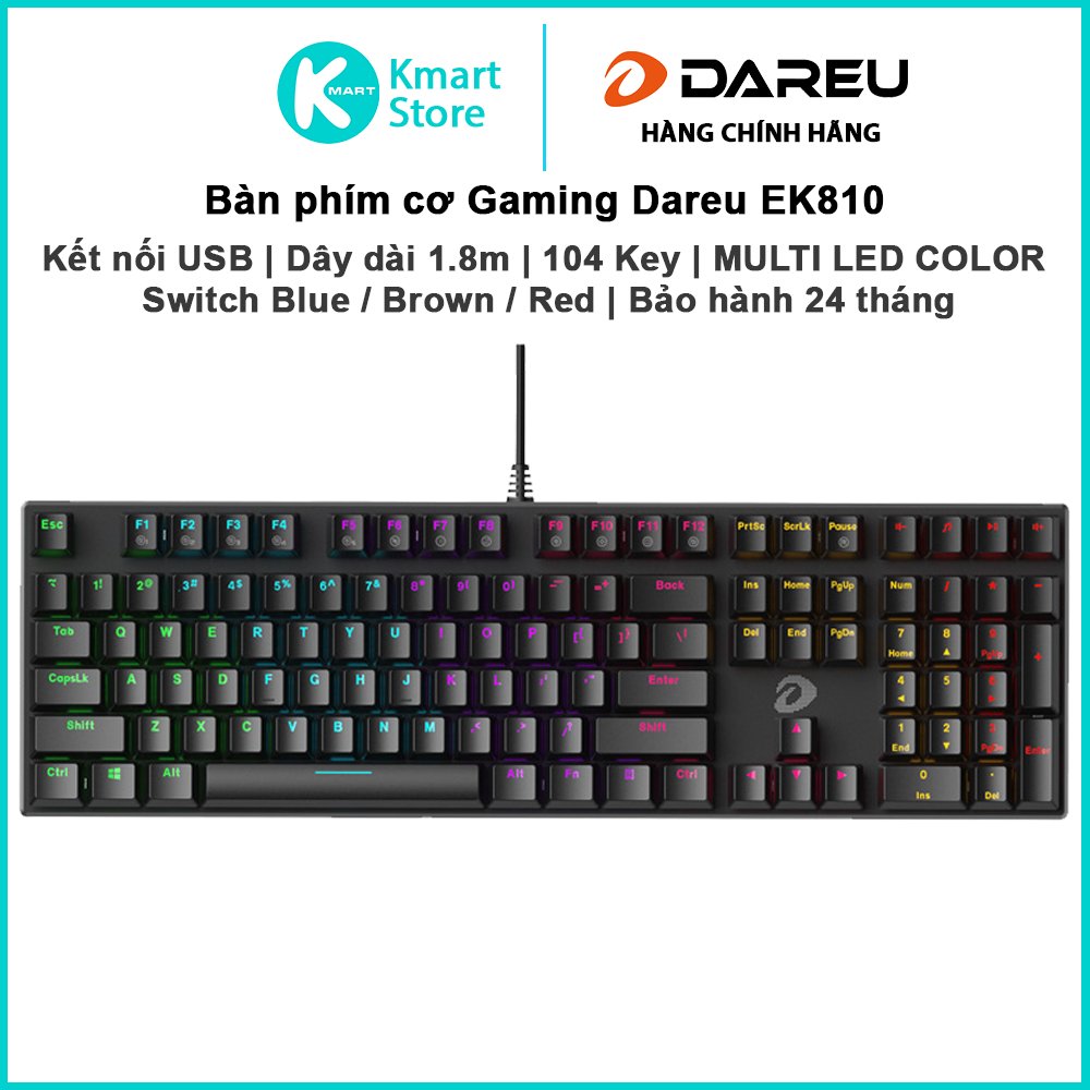 Bàn phím cơ Gaming Dareu EK810 | Kết nối USB | Dây dài 1.8M | Led RGB ...