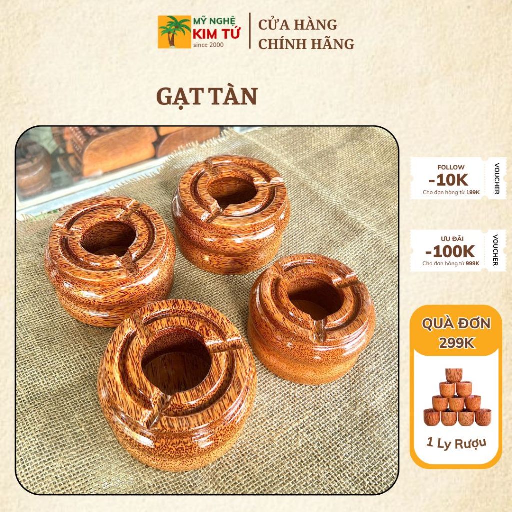 [ HÀNG LOẠI 1 ] Gạt Tàn Thuốc Gỗ Dừa Cao Cấp, Giữ Bàn Sạch, Hạn Chế Mùi, Trang Trí Bàn Làm Việc, Phòng Khách Sang