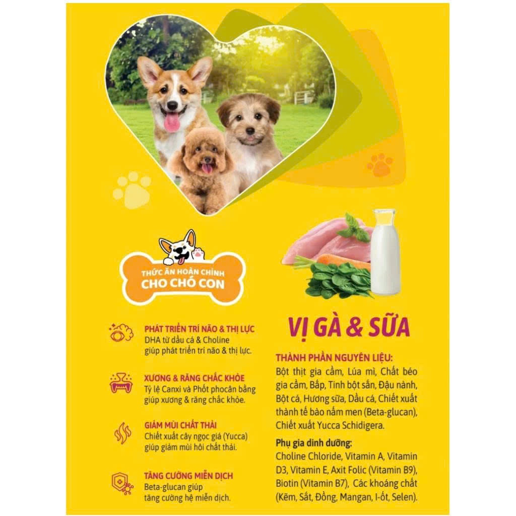 Thức Ăn Hạt Cho Chó Con DogSmile Vị Gà&Sữa Gói 2kg Hỗ Trợ Trí Não Và Xương Răng Chắc Khỏe