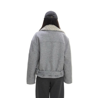 Áo khoác dạ cổ bẻ viền lông lót chần bông kèm đai phong cách cá tính