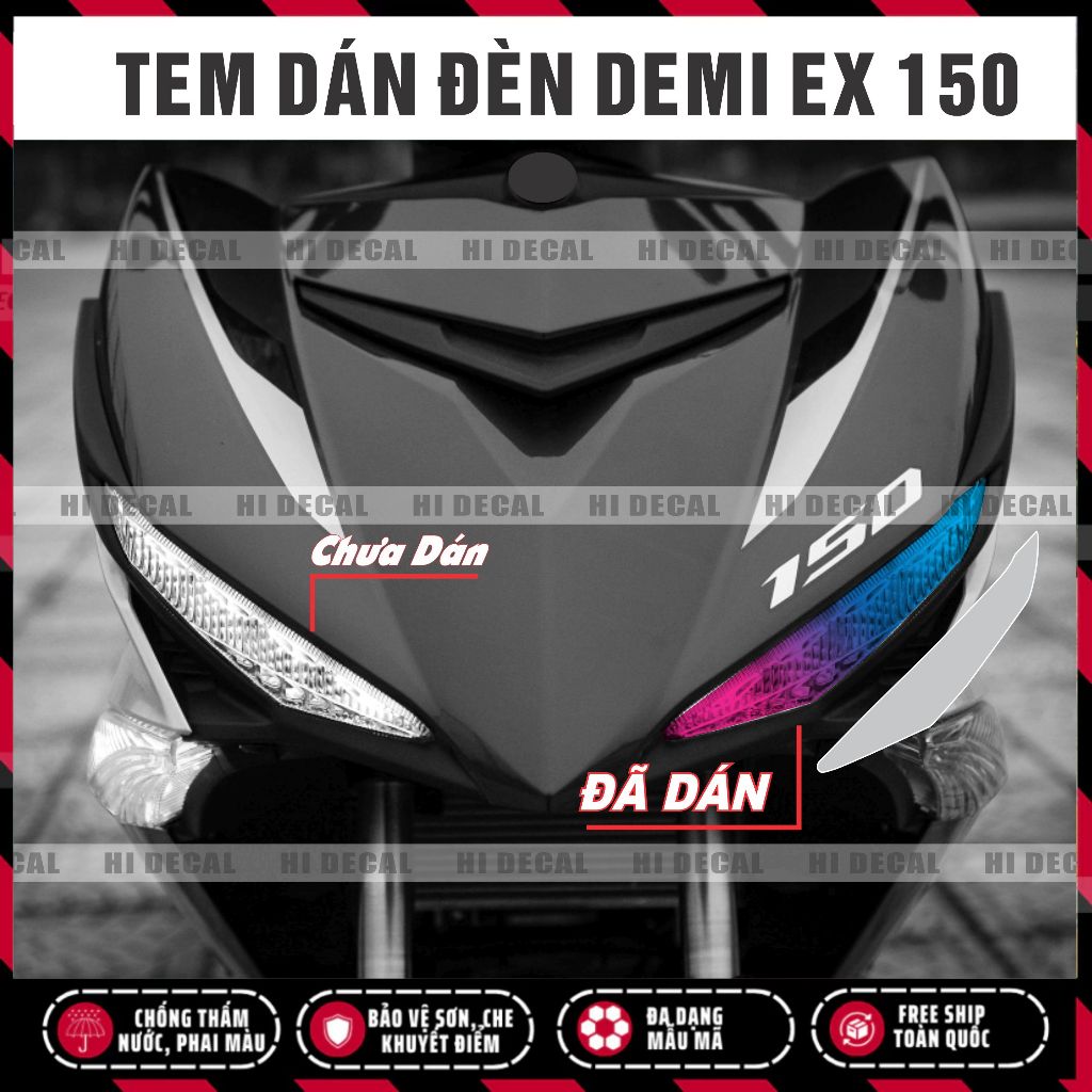 Tem dán đèn exciter 150 - decal dán đổi màu bảo vệ  đèn yamaha exciter 150  chống xước chống nước bền màu - Hidecal