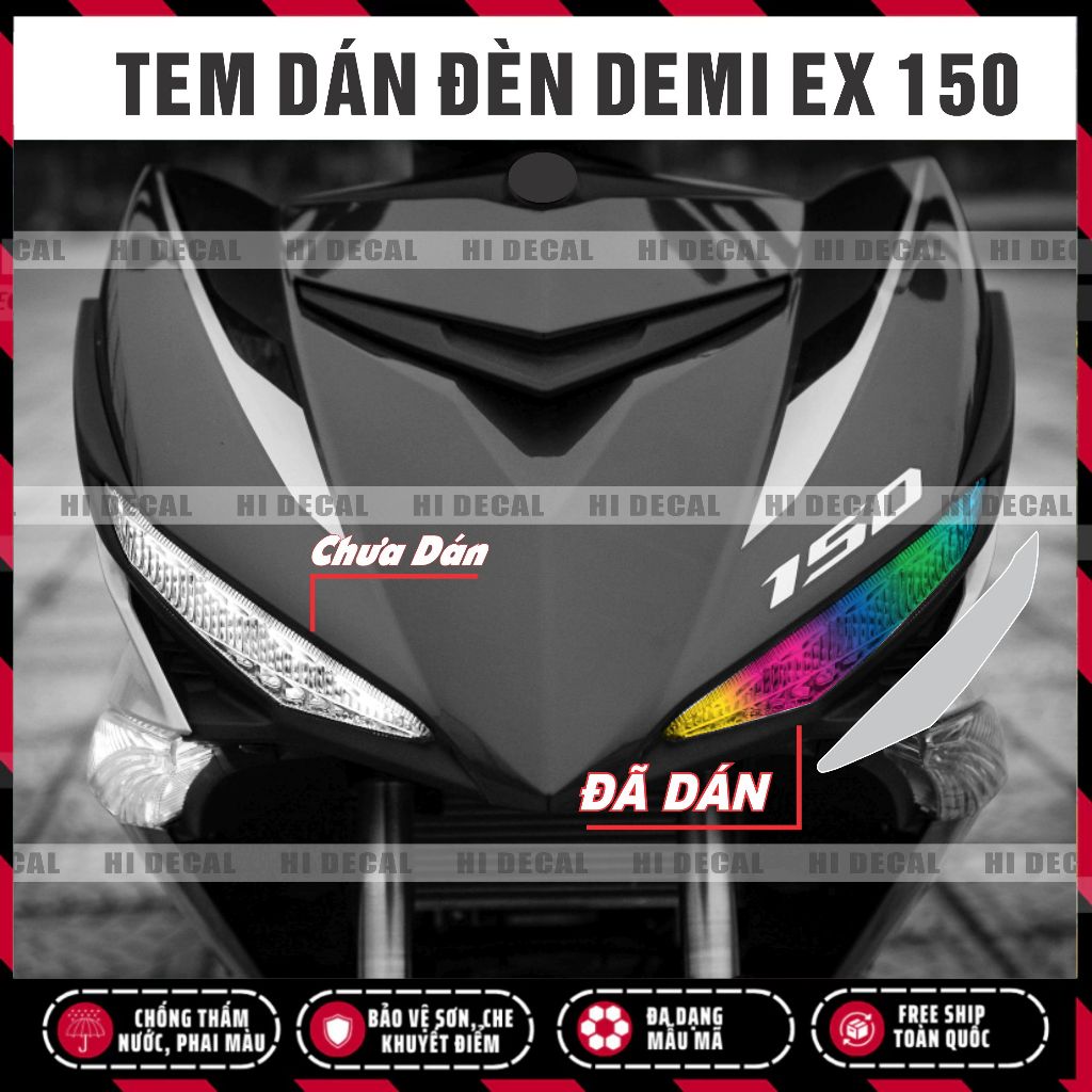 Tem dán đèn exciter 150 - decal dán đổi màu bảo vệ  đèn yamaha exciter 150  chống xước chống nước bền màu - Hidecal