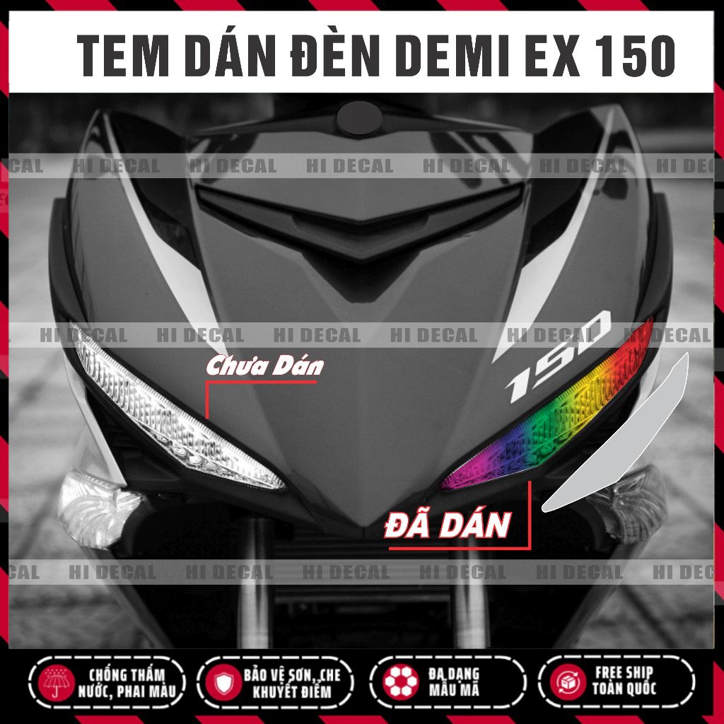 Tem dán đèn exciter 150 - decal dán đổi màu bảo vệ  đèn yamaha exciter 150  chống xước chống nước bền màu - Hidecal