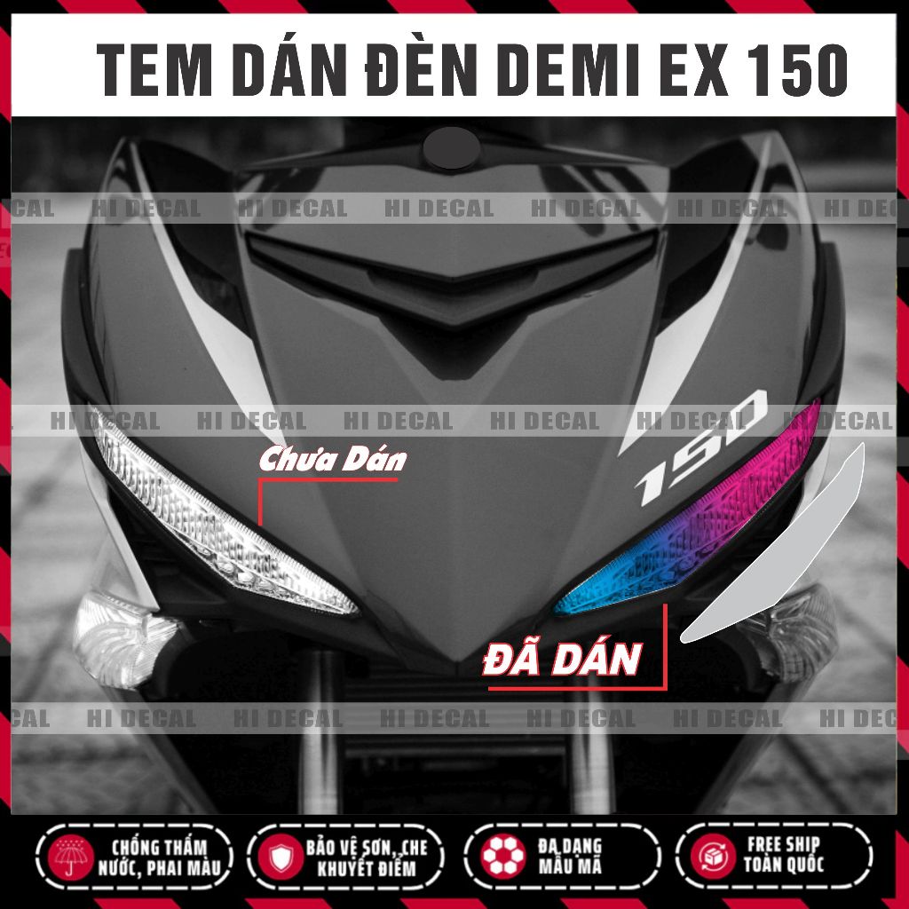Tem dán đèn exciter 150 - decal dán đổi màu bảo vệ  đèn yamaha exciter 150  chống xước chống nước bền màu - Hidecal