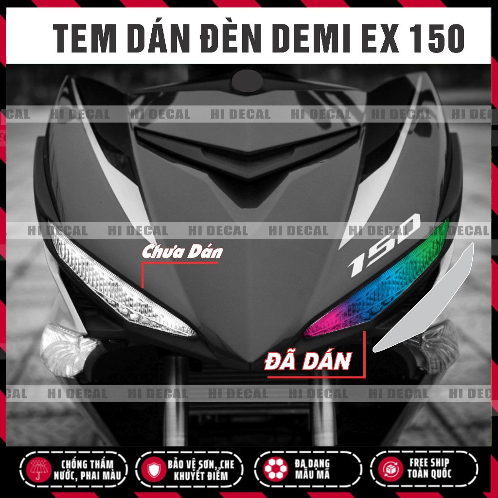 Tem dán đèn exciter 150 - decal dán đổi màu bảo vệ  đèn yamaha exciter 150  chống xước chống nước bền màu - Hidecal