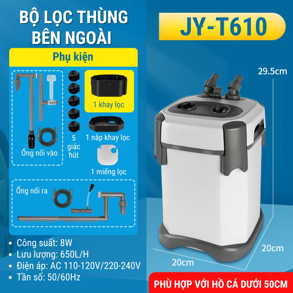 Lọc Thùng JINGYE JY-T610 / JY-T620 / JY-T630 / JY-T640 / JY-T650 - Lọc Êm Mạnh Cho Hồ Cá Thủy Sinh