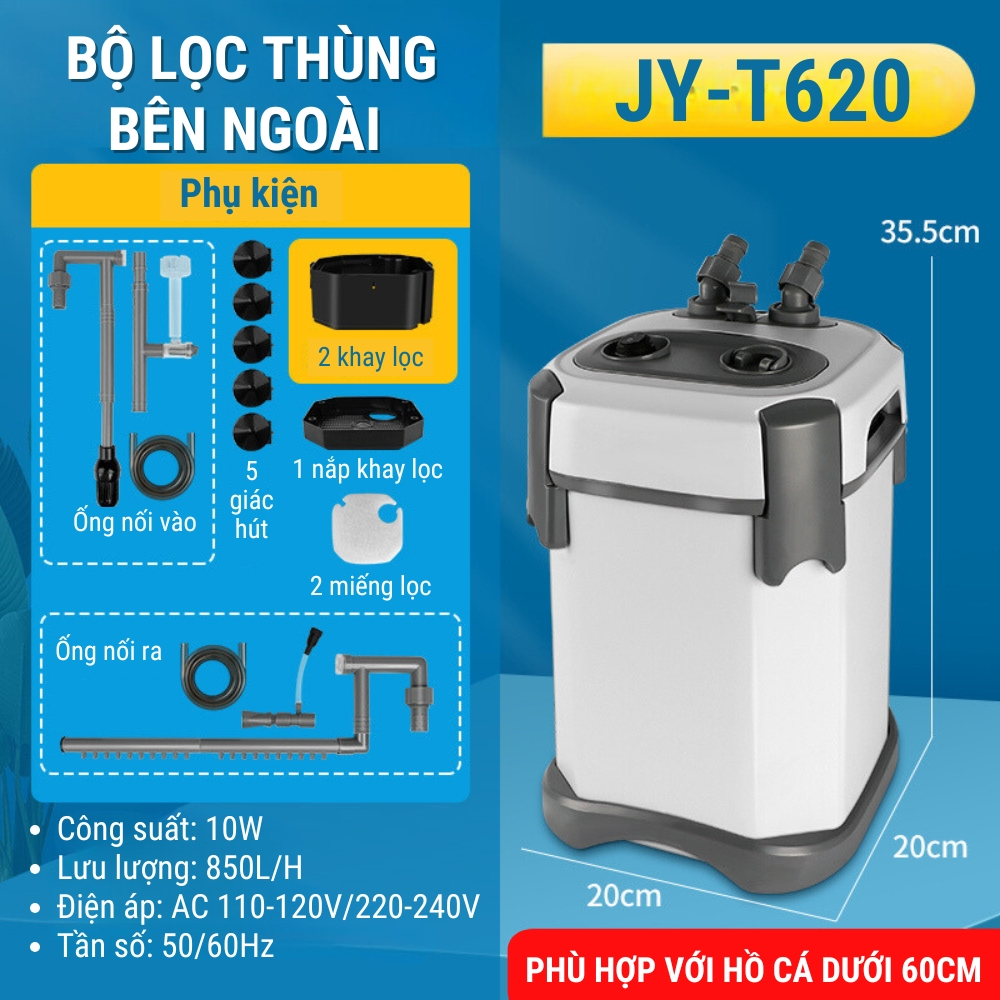 Lọc Thùng JINGYE JY-T610 / JY-T620 / JY-T630 / JY-T640 / JY-T650 - Lọc Êm Mạnh Cho Hồ Cá Thủy Sinh