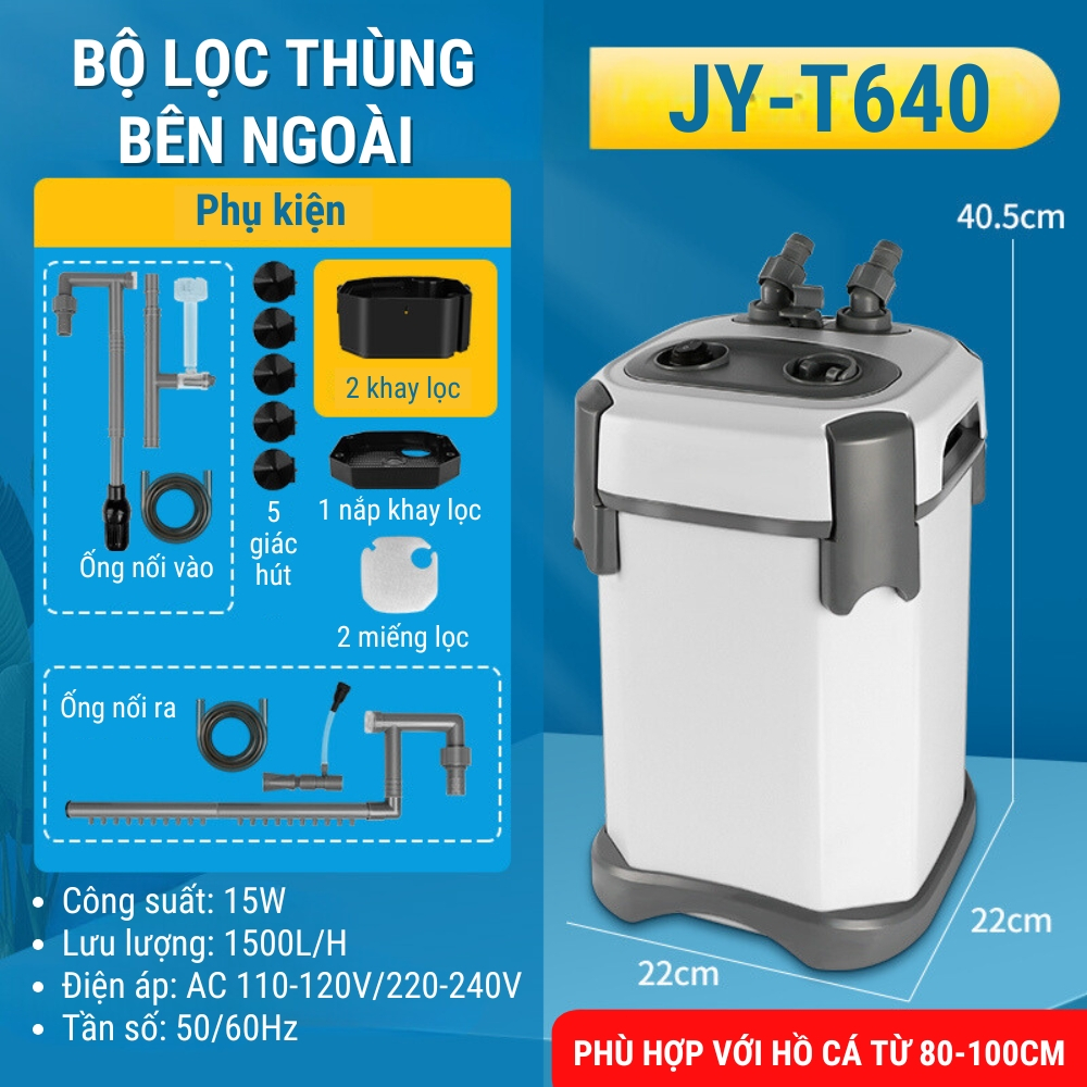 Lọc Thùng JINGYE JY-T610 / JY-T620 / JY-T630 / JY-T640 / JY-T650 - Lọc Êm Mạnh Cho Hồ Cá Thủy Sinh